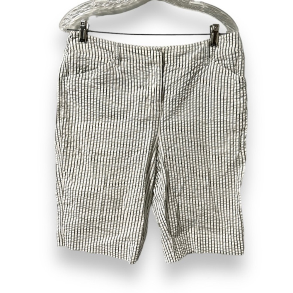 Y2K Jones New York Stretch Gray Seersucker Bermuda Shorts Women’s Size 10 Preppy